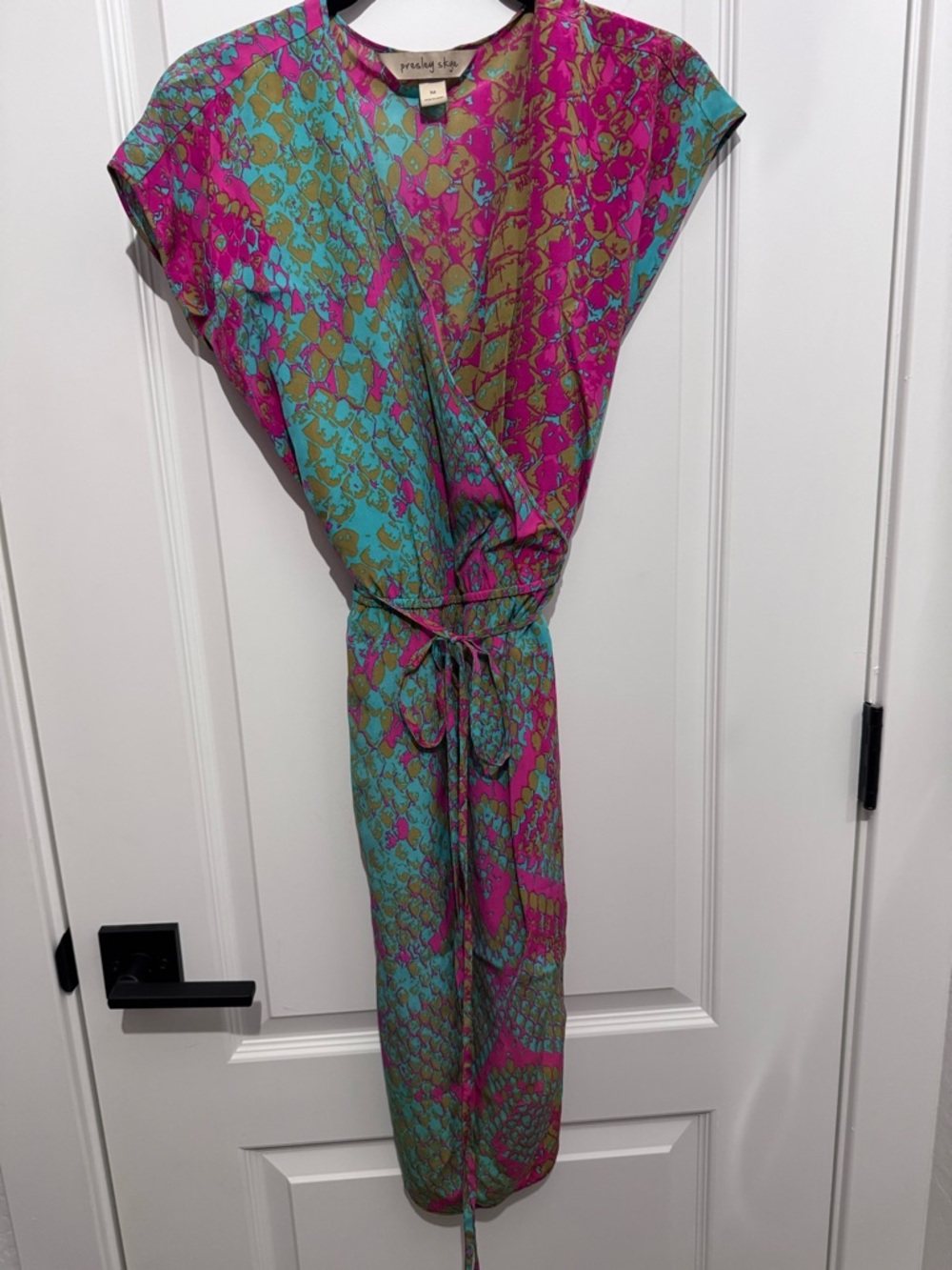 Presley Skye Pink, Teal & Olive Abstract Print Dress